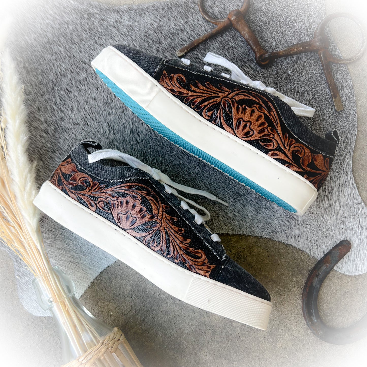 Mikayla's Favorite Western Tooled Leather Sneaker