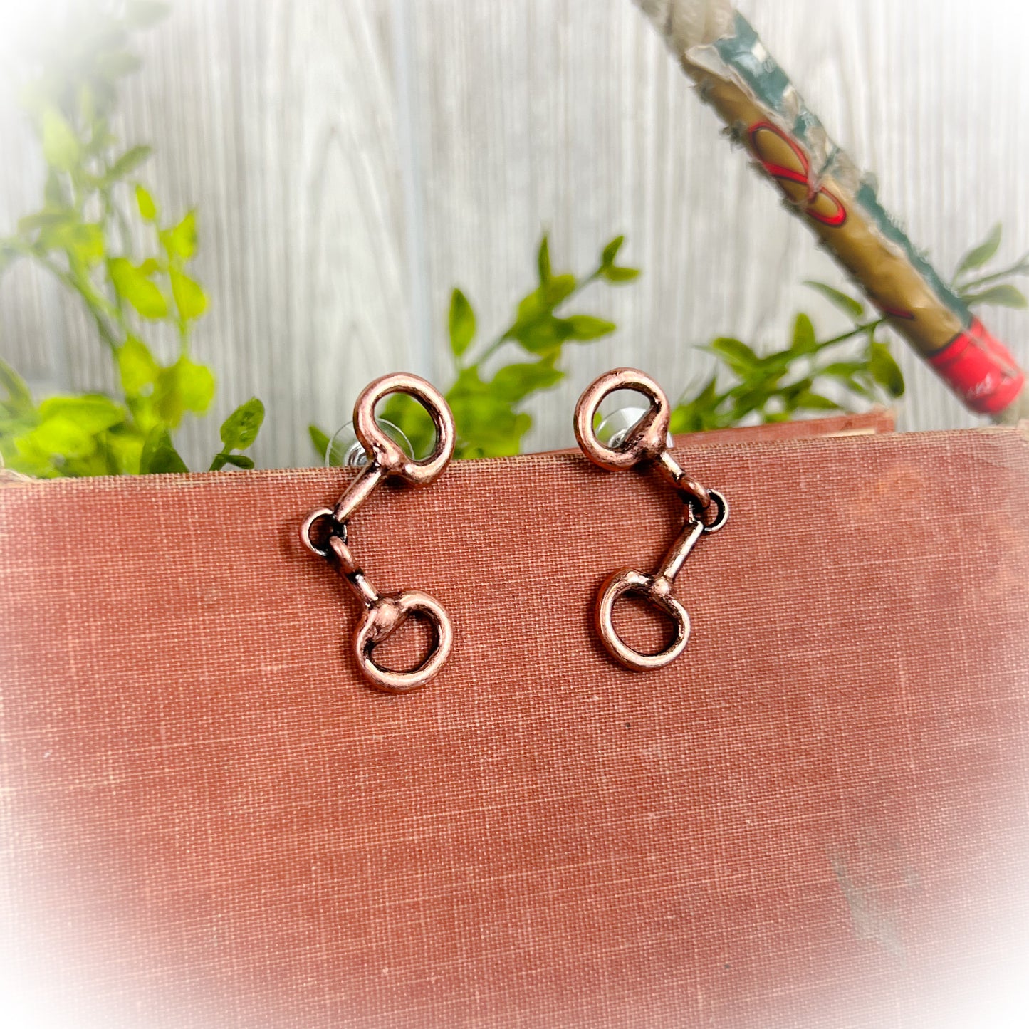 Horse Snaffle Bit Stud Earrings - Bronze