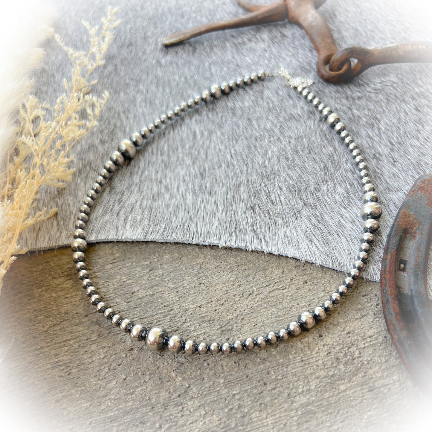 Bad Habits Choker Necklace - Sterling Silver Western Pearls