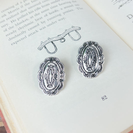 Again Western Textured Stud Earrings