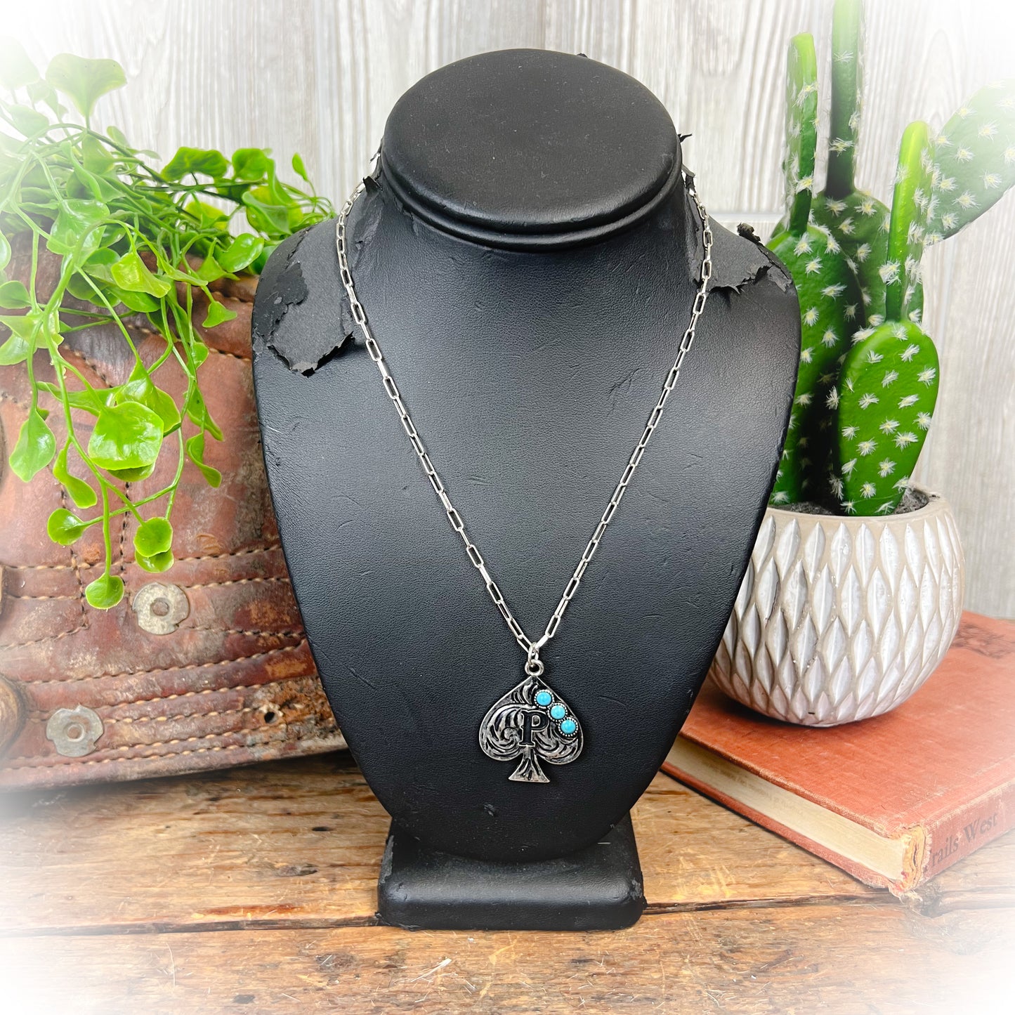 Western Spade Initial Necklace