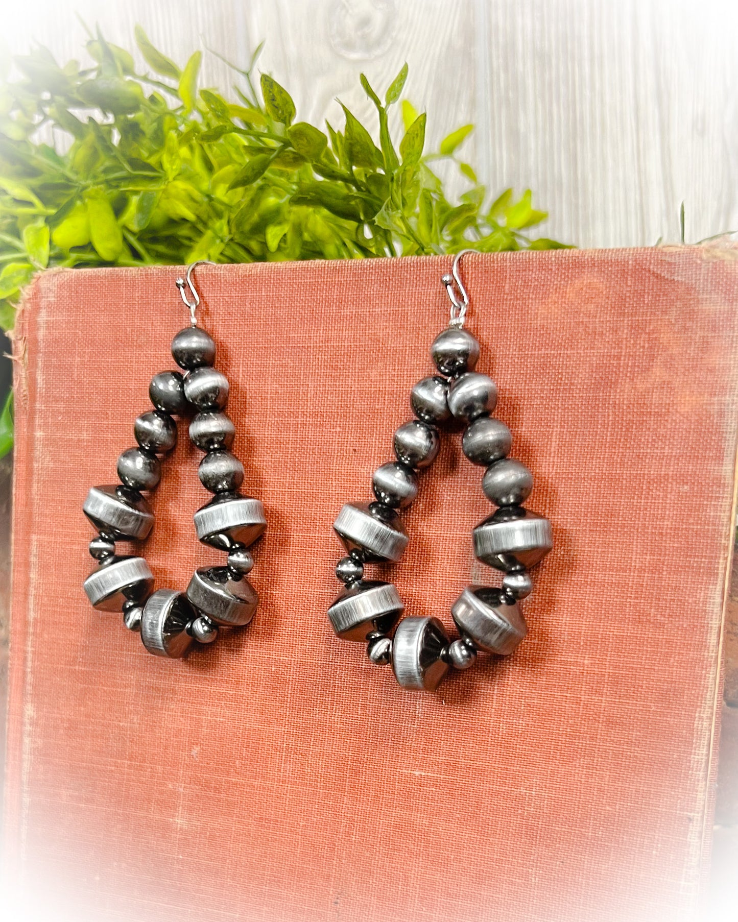 Navajo Style Pearl Teardrop Earrings