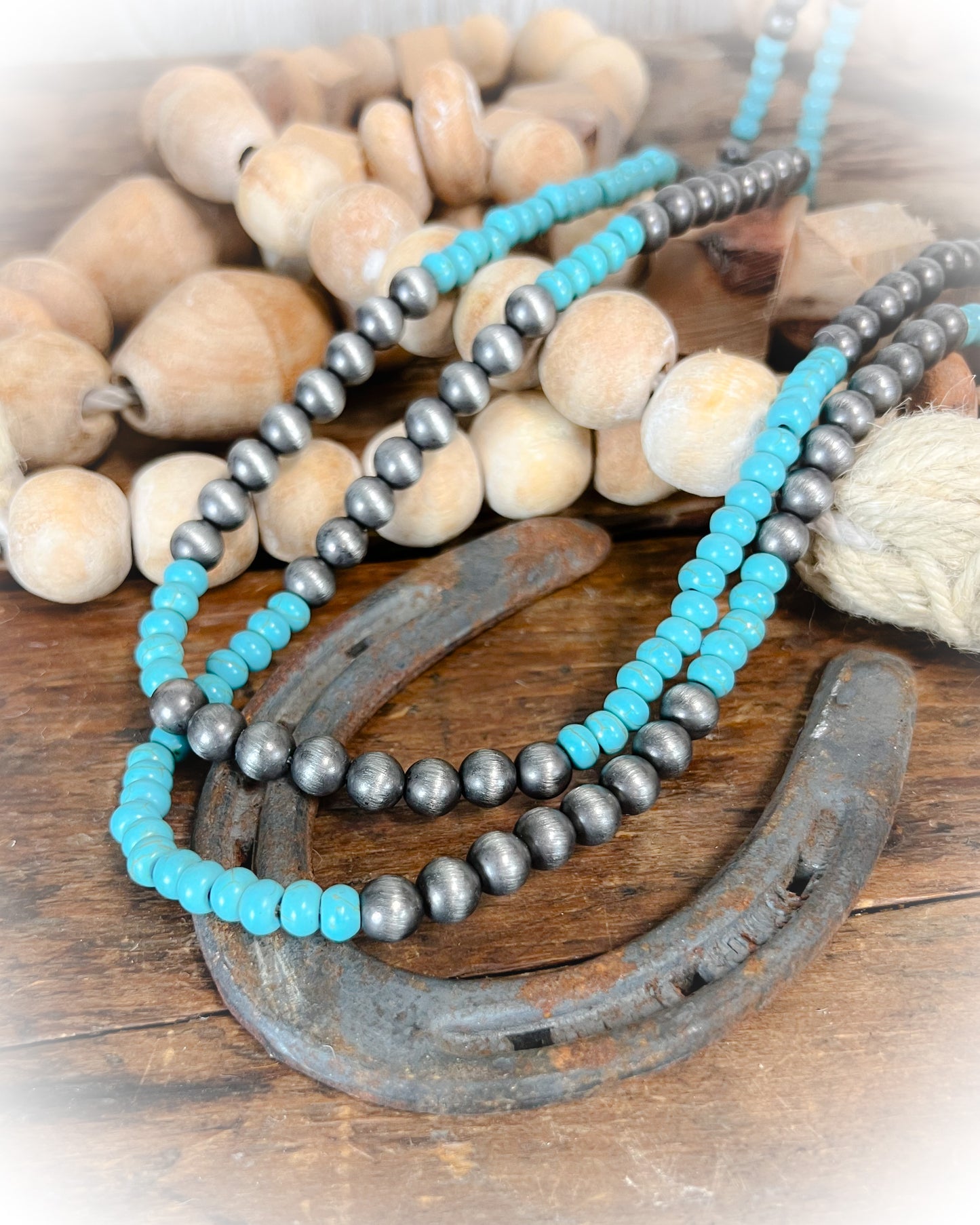 Trouble Long Navajo Style Pearl Necklace