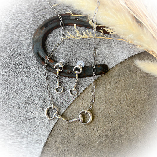 Western Horse Bit Necklace & Earrings Set