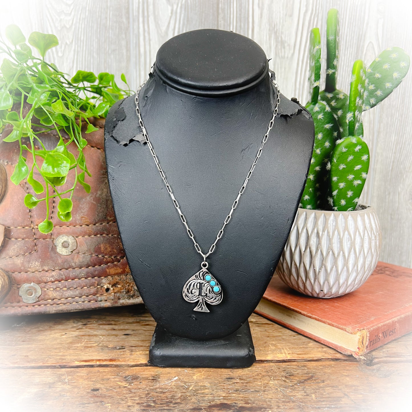 Western Spade Initial Necklace
