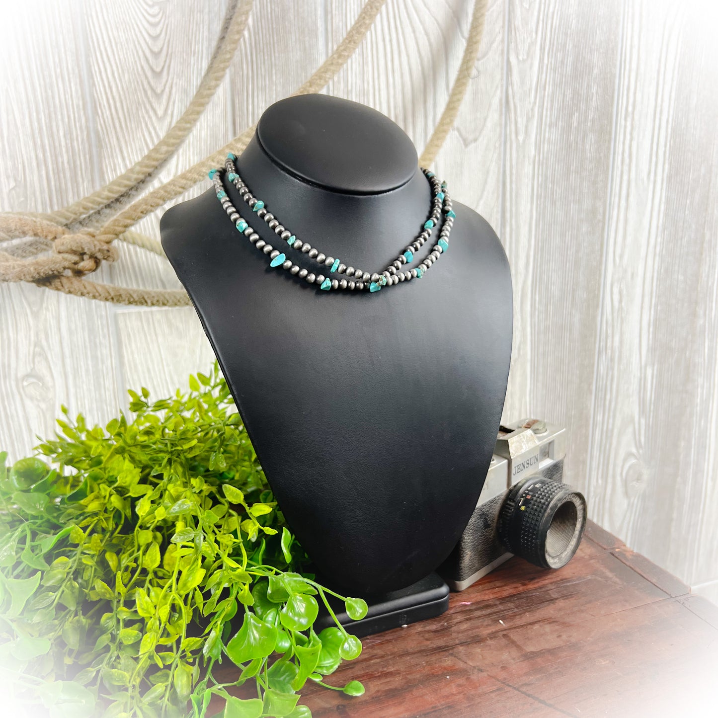 Dos Cowgirl Navajo Style Pearl Layered Necklace – 2 Strand Set