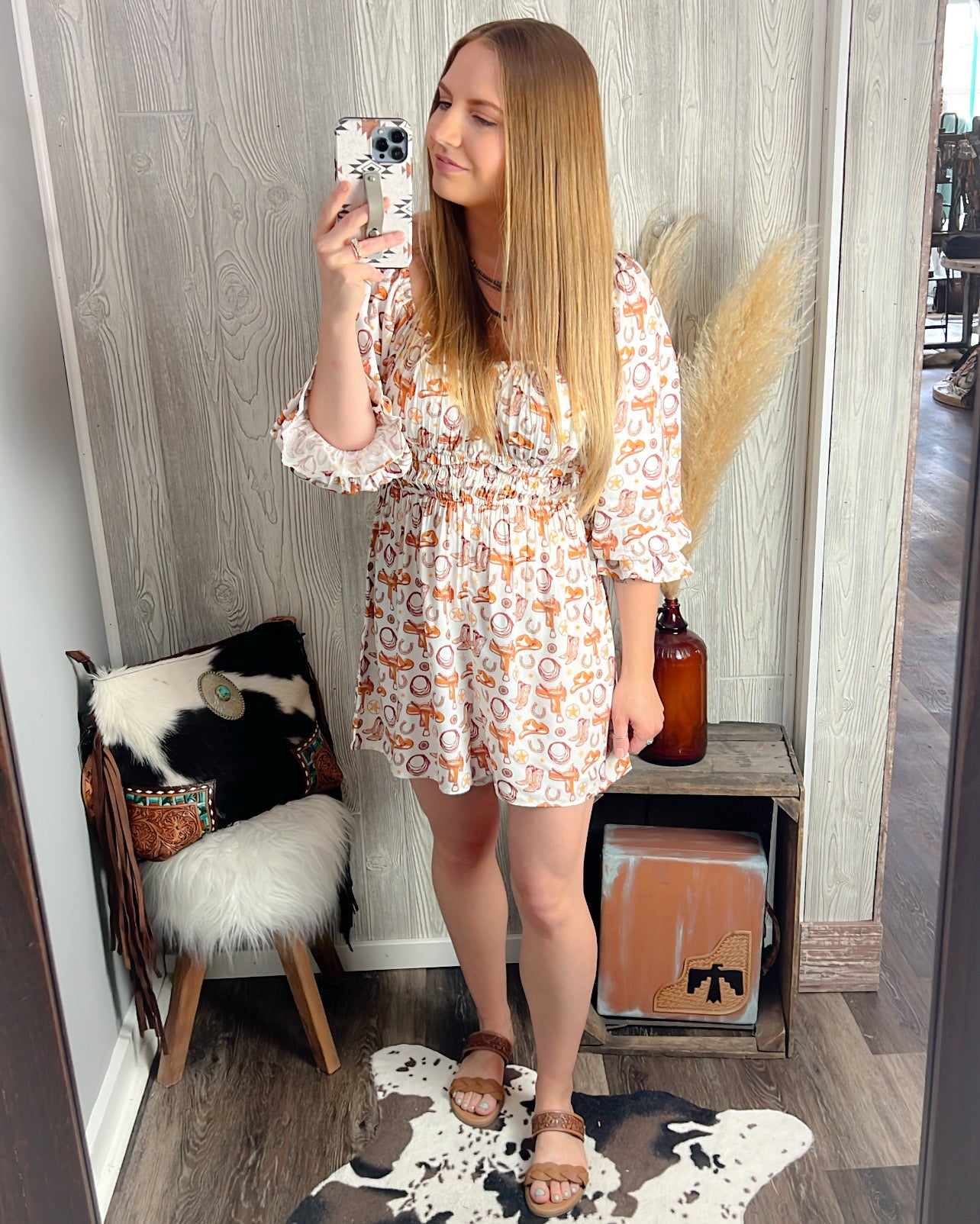 Howdy Darlin' Western Print Romper