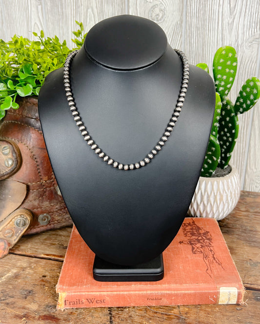 Navajo Style Pearl Necklace - 6mm - Mid-length