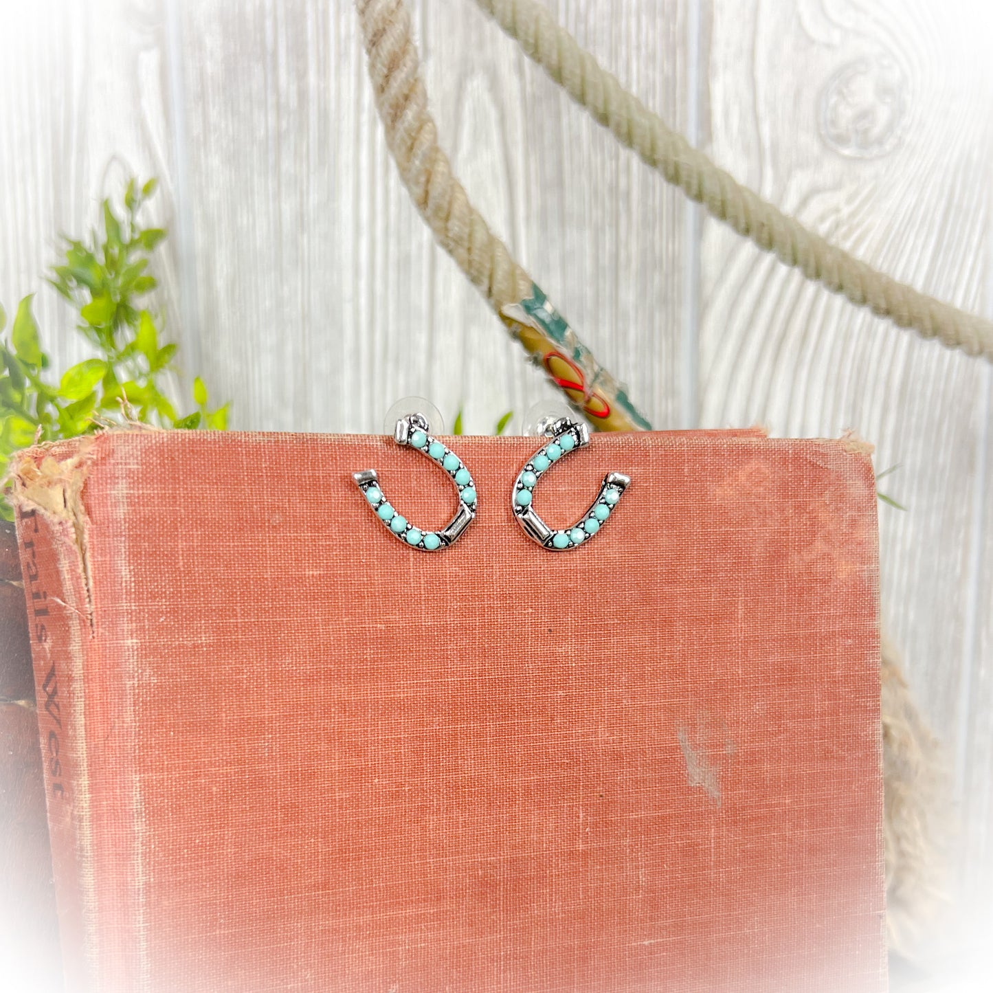 Horseshoe Earrings - Silver & Turquoise