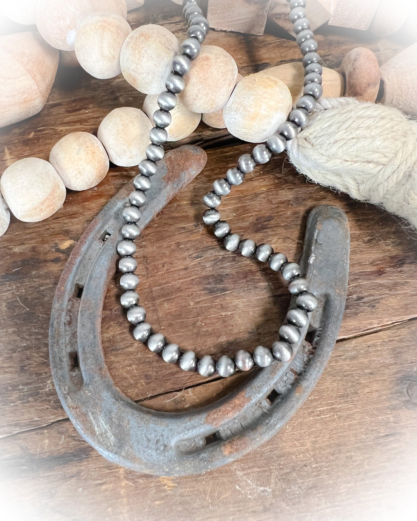 Navajo Style Pearl Choker Necklace - 6mm