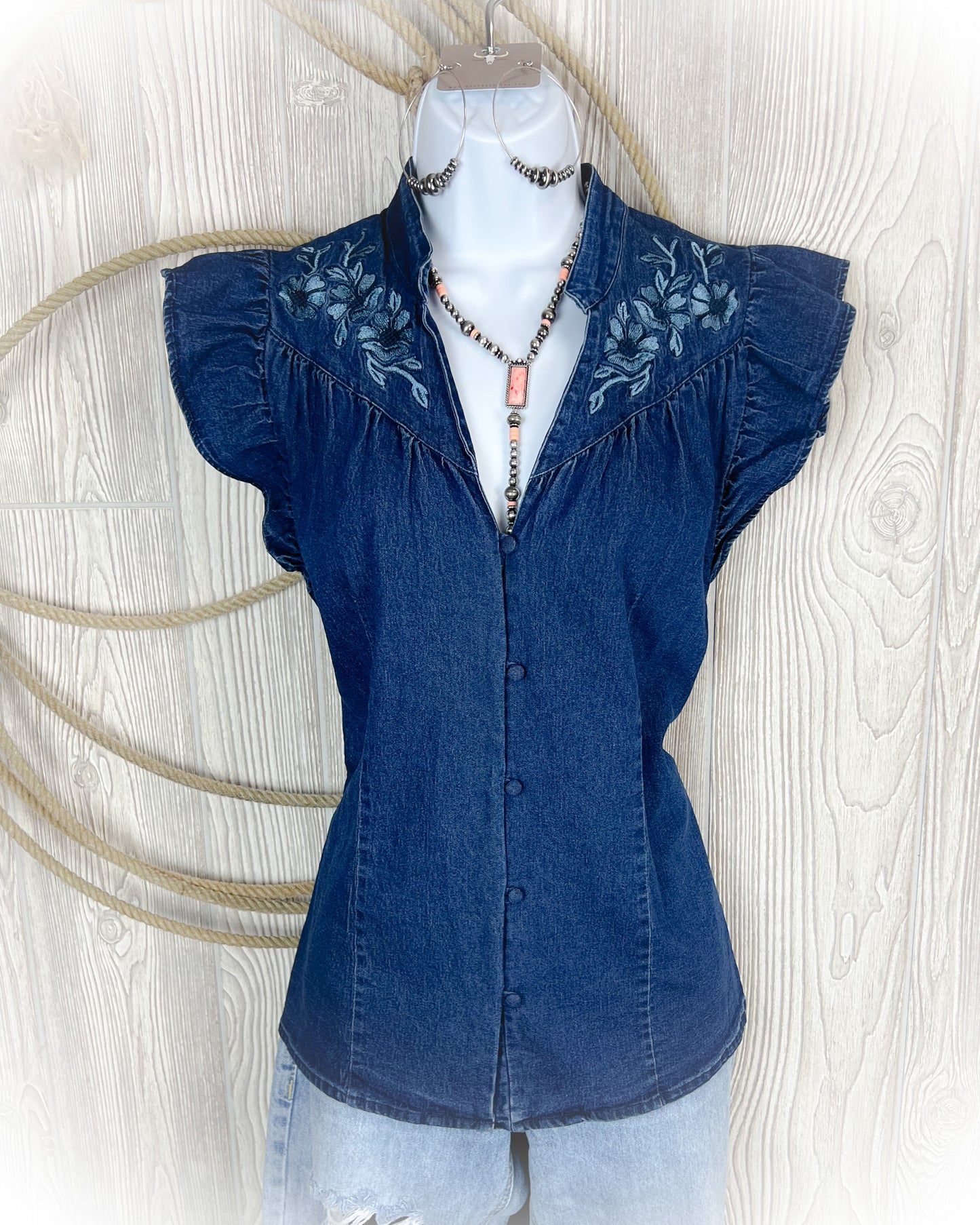 Modest Flutter Sleeve Western Top