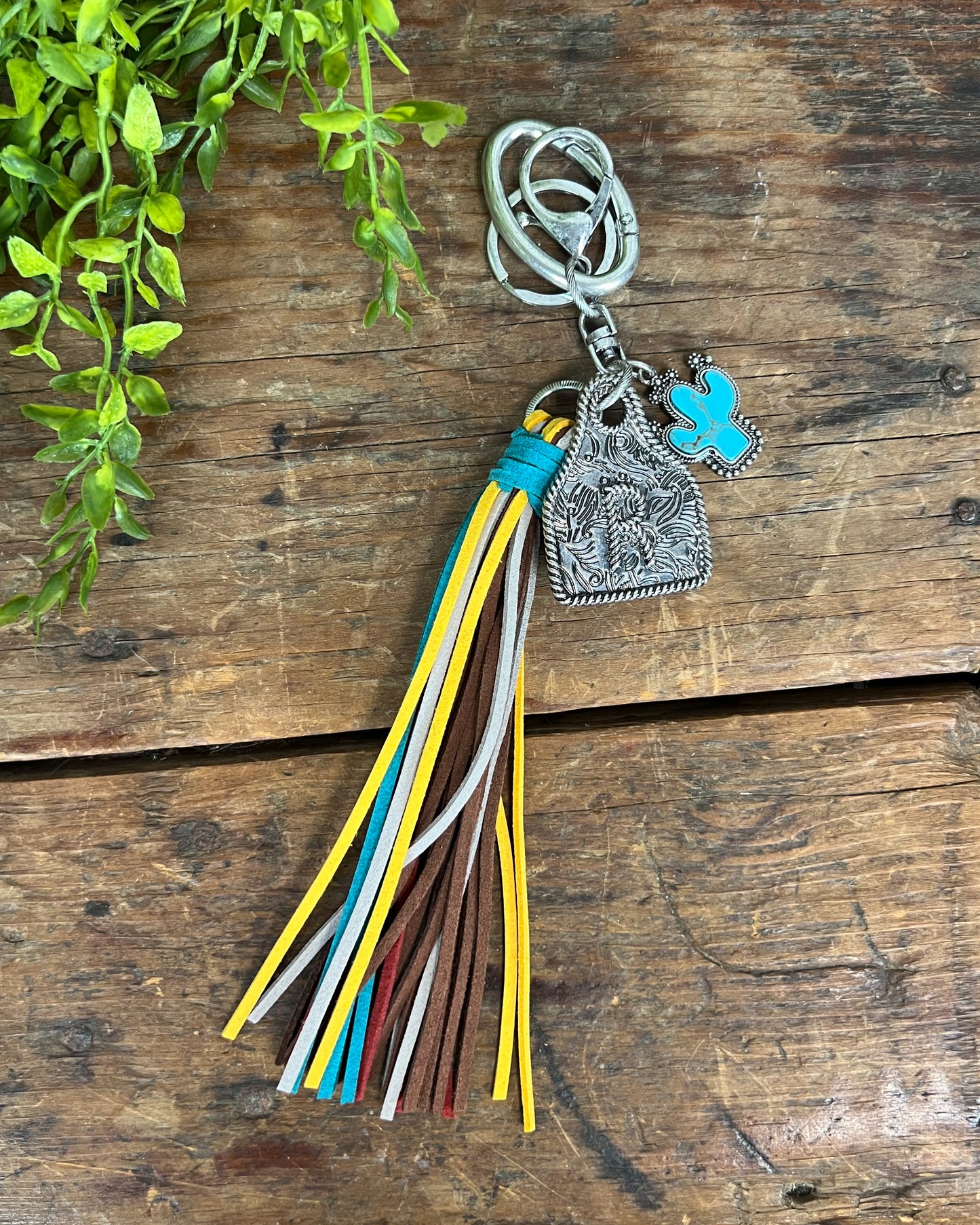 Cow Tag Initial Keychain