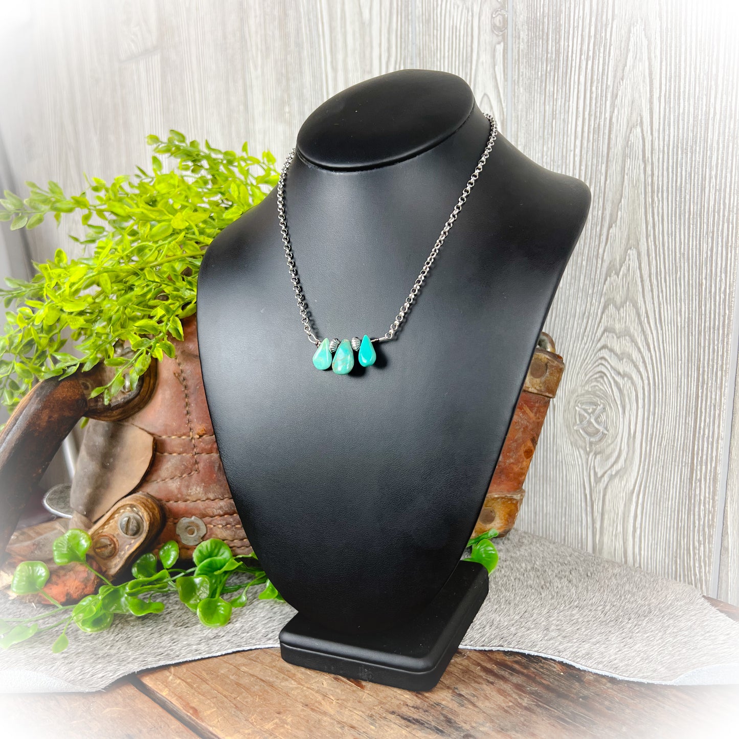 Leota Blue Turquoise & Sterling Silver Pearls Necklace