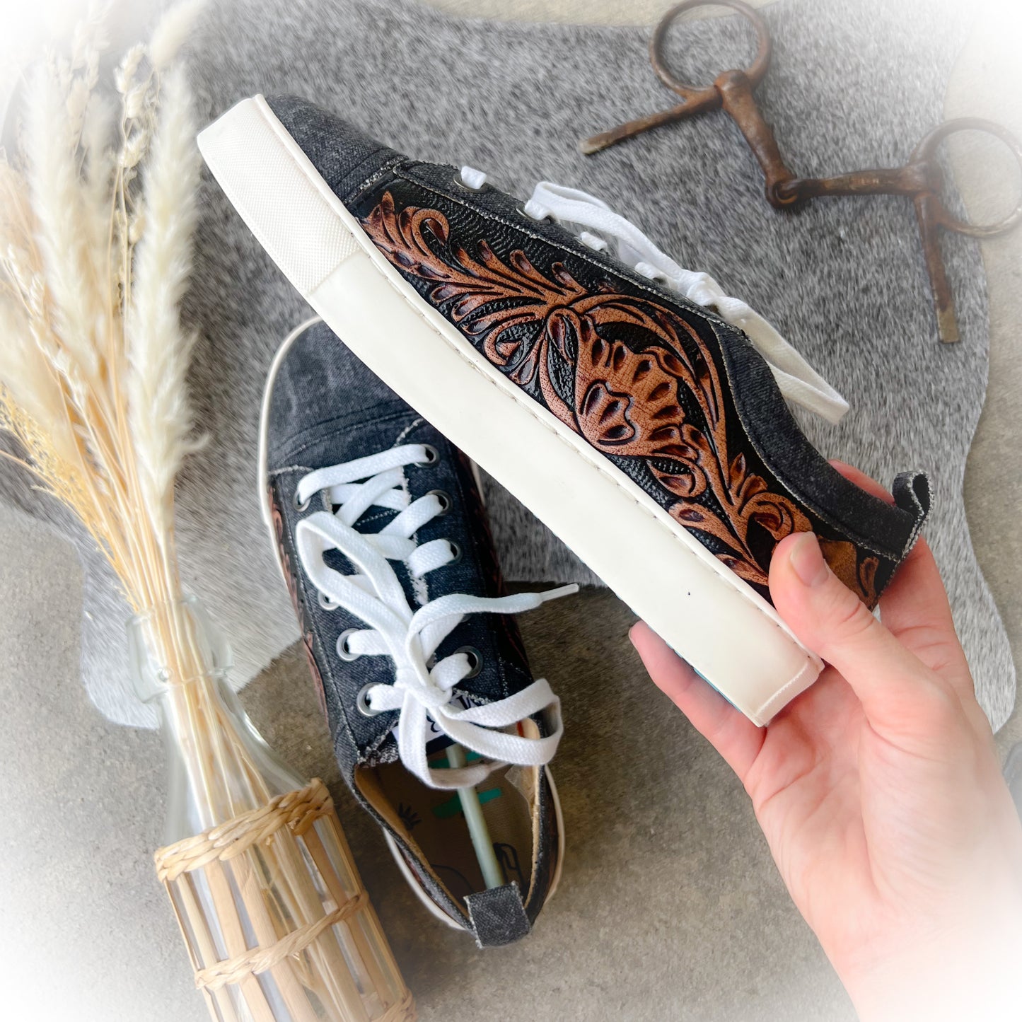 Mikayla's Favorite Western Tooled Leather Sneaker