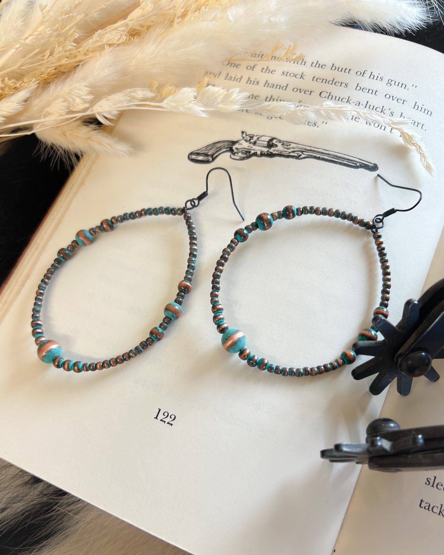 Simple Navajo Style Pearl Dangle Earings- Multiple Colors