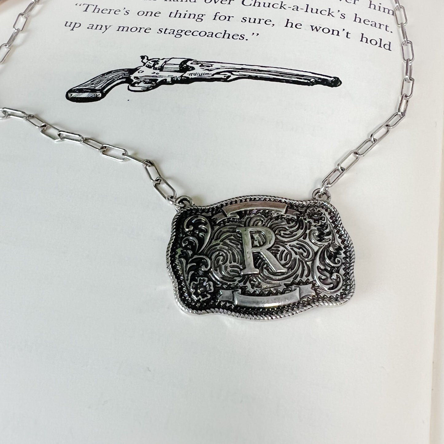 Western Buckle Initial Necklace