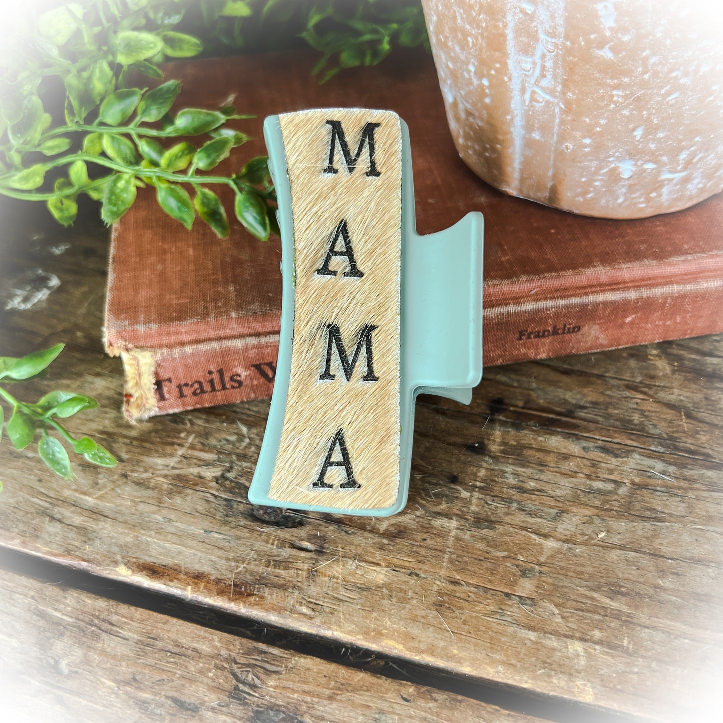 Mama Western Cowhide Claw Clips