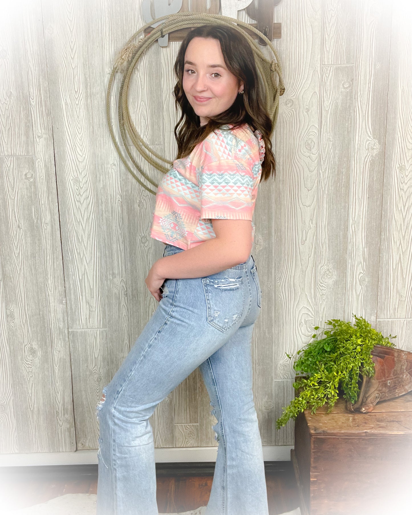 Show Off Aztec Cropped Tee