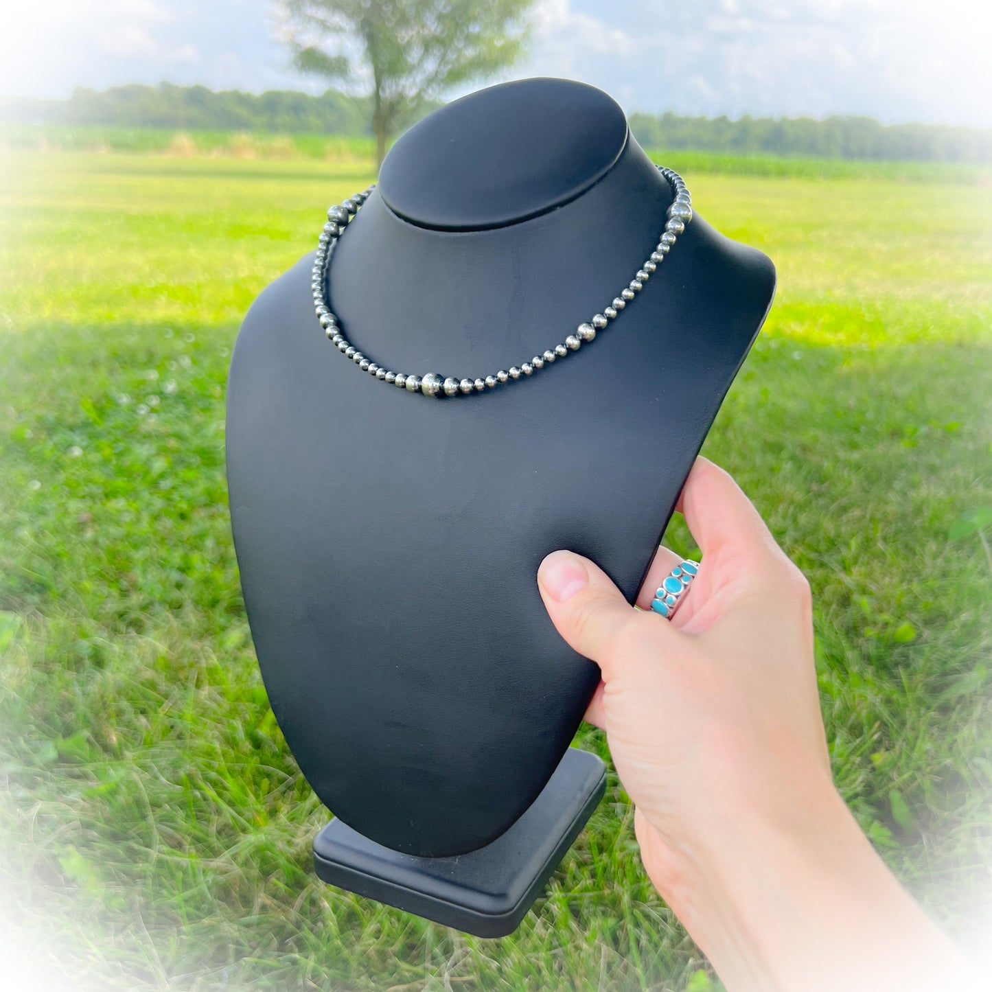 Bad Habits Choker Necklace - Sterling Silver Western Pearls