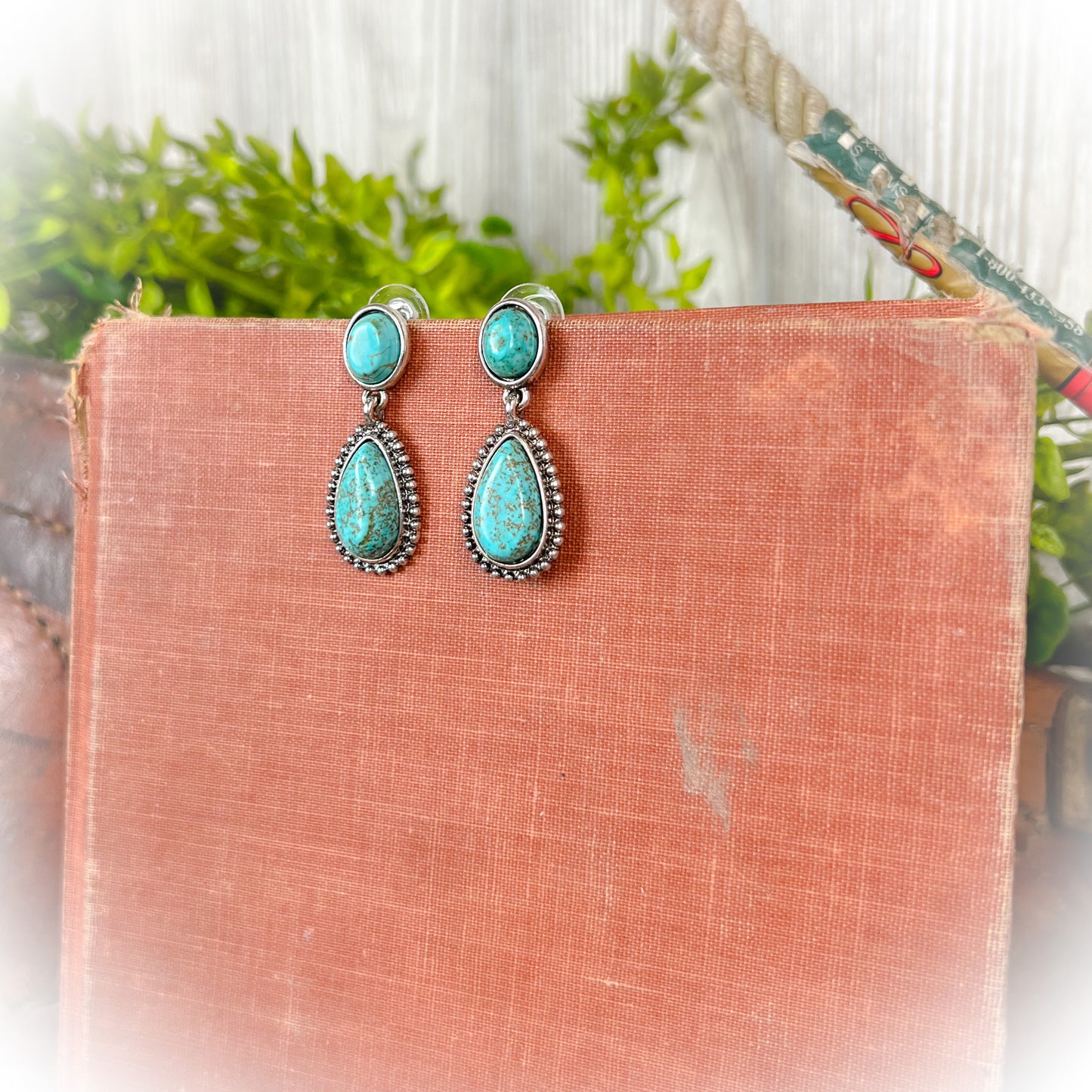 Western Turquoise Teardrop Earrings