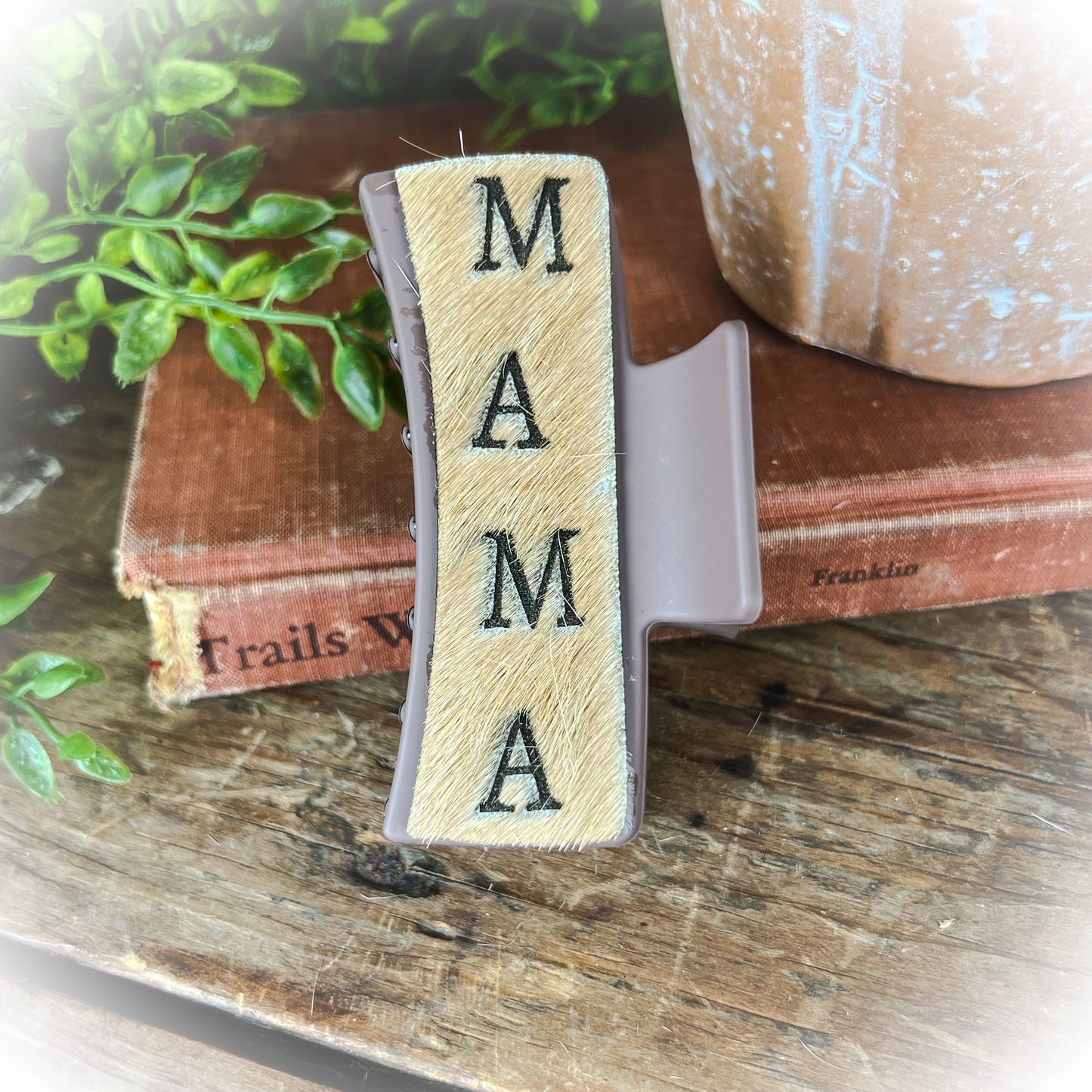 Mama Western Cowhide Claw Clips