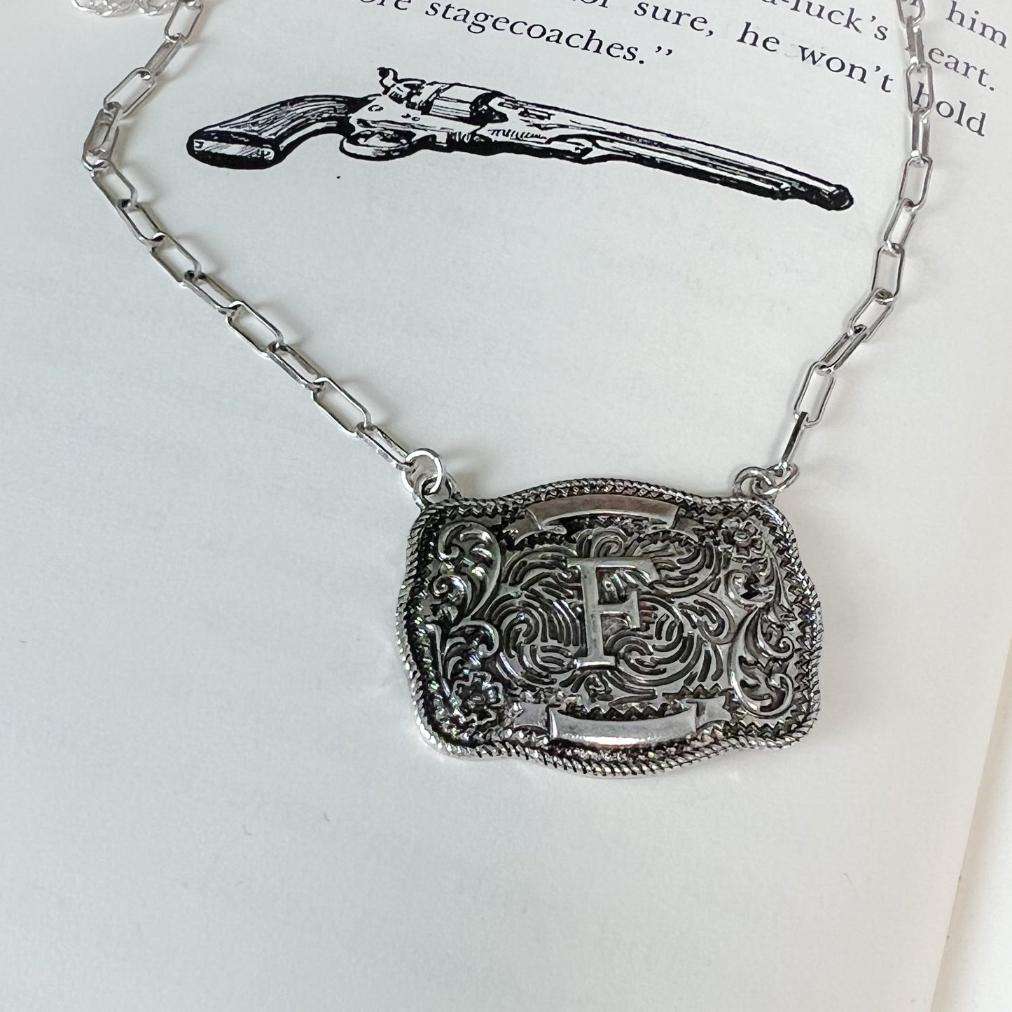 Western Buckle Initial Necklace