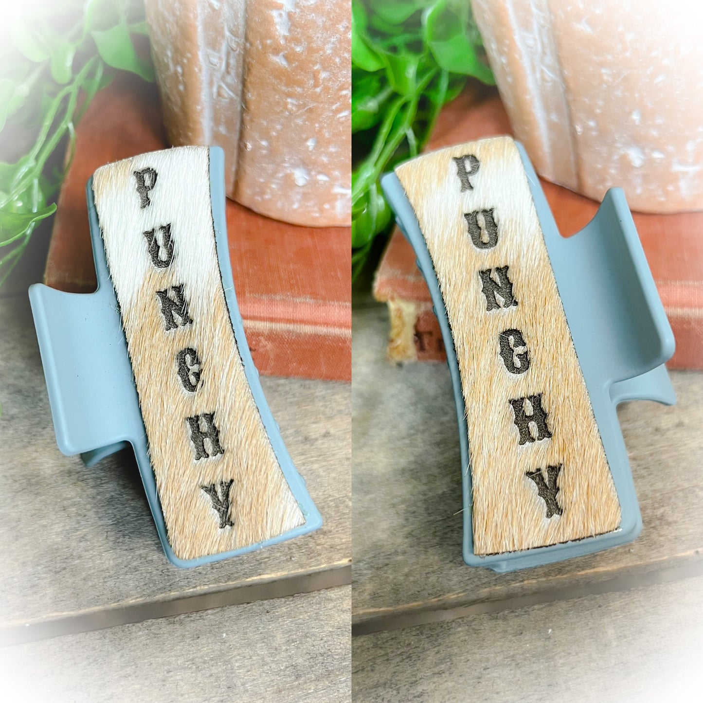 Punchy Cowhide Claw Clips