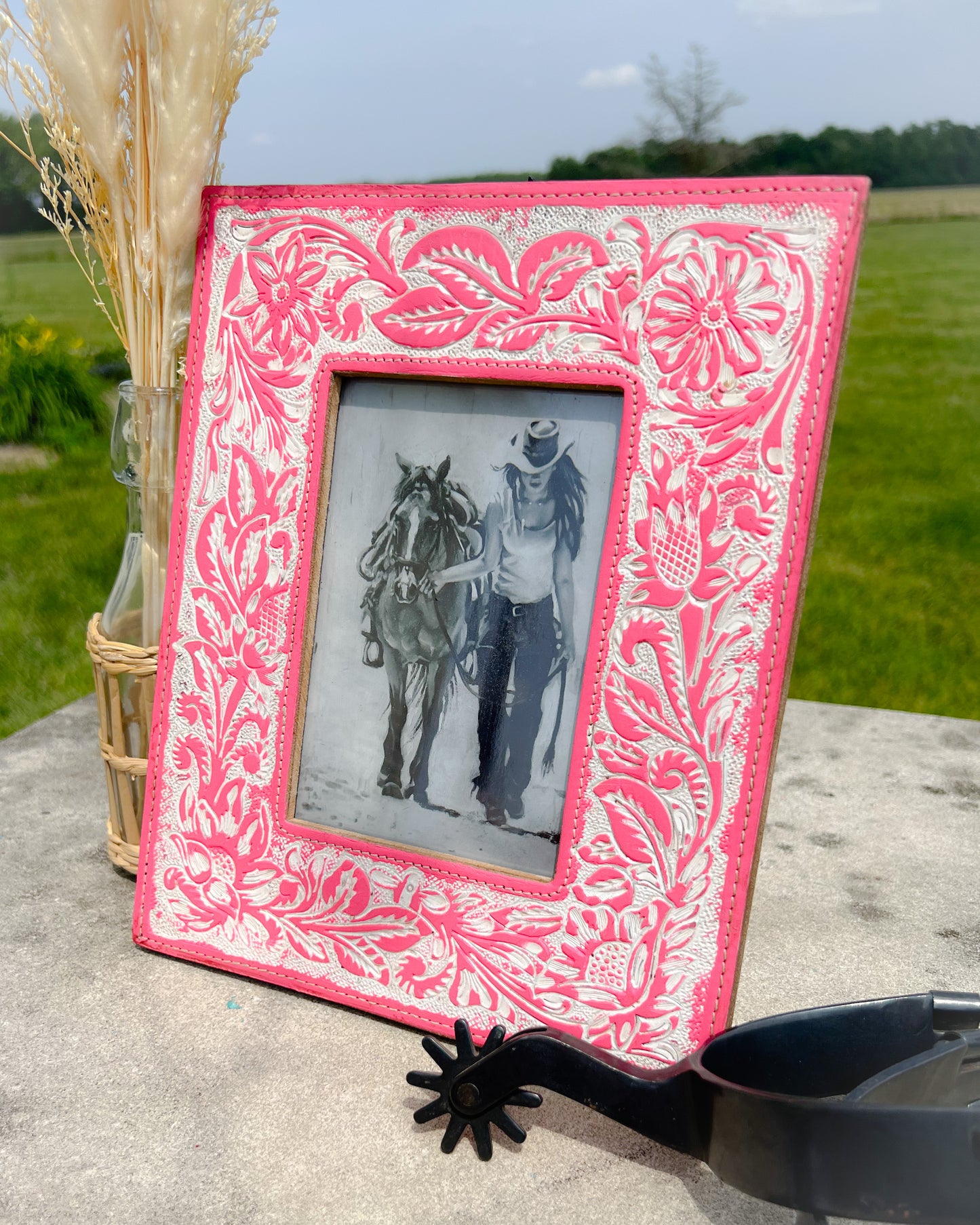Cowgirl Candy Tooled Leather Picture Frame