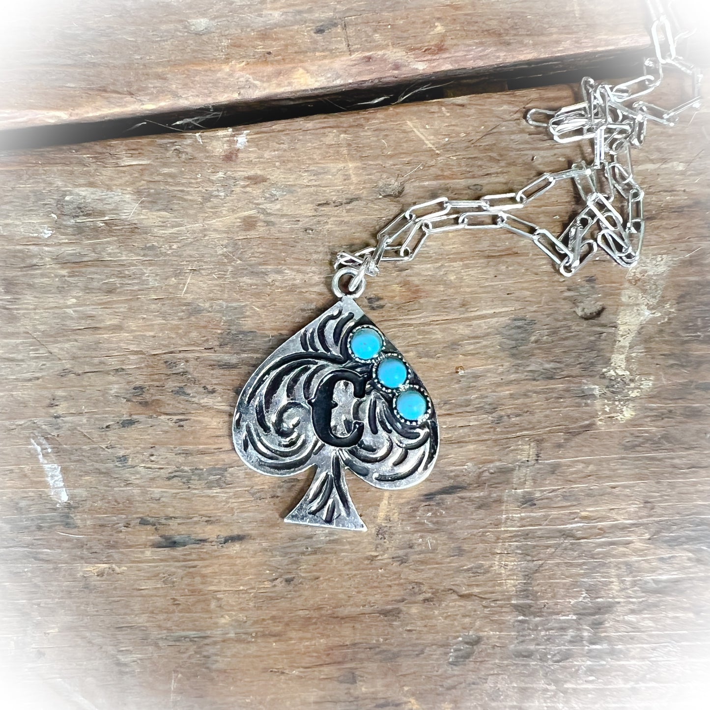 Western Spade Initial Necklace