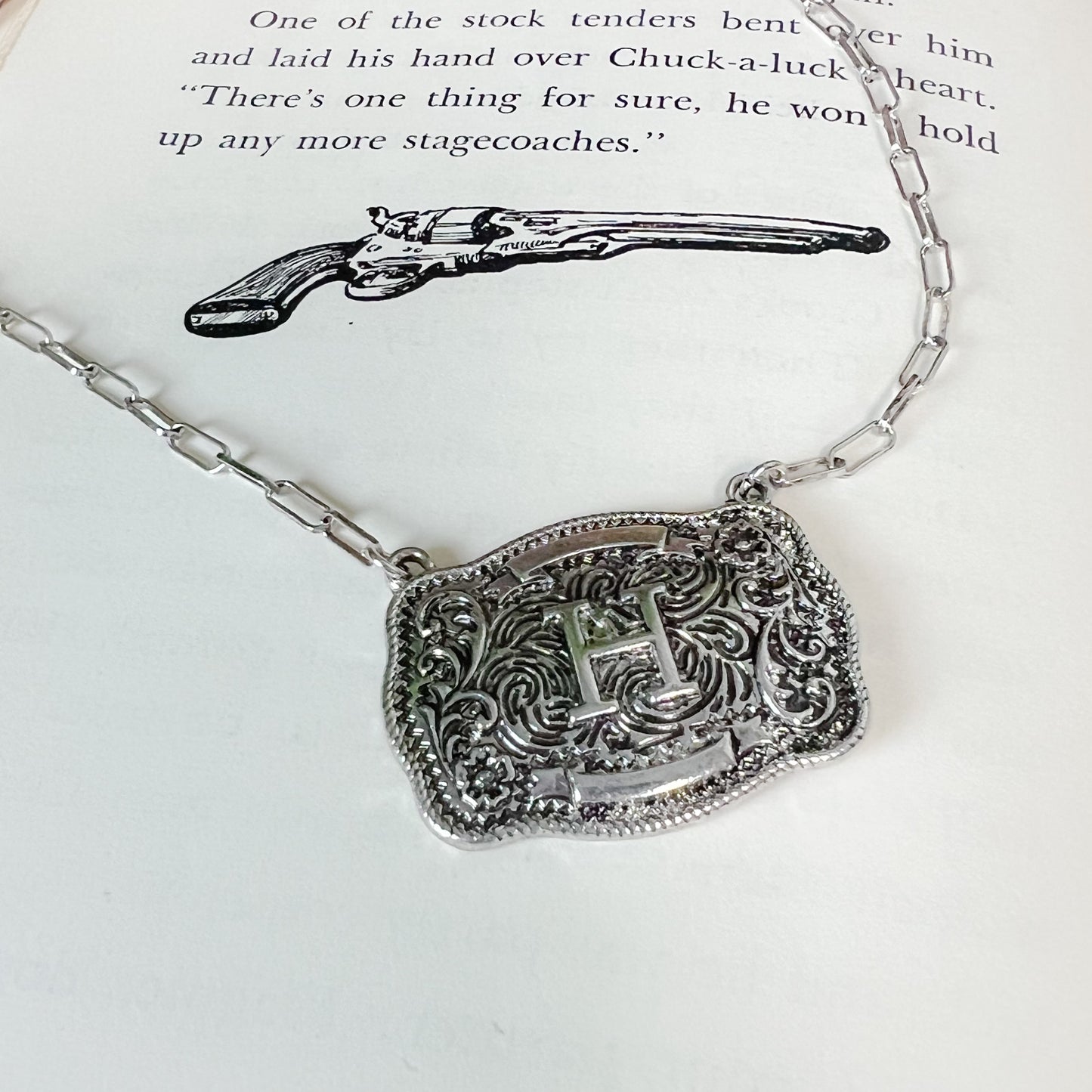 Western Buckle Initial Necklace