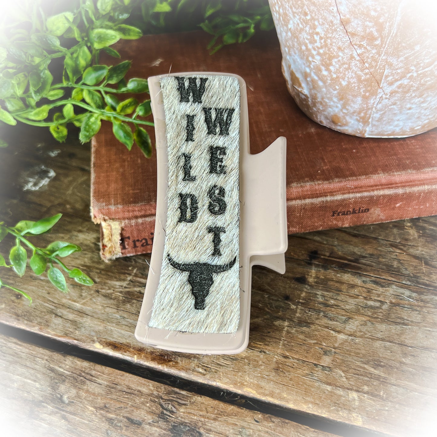 Wild West Western Cowhide Claw Clips