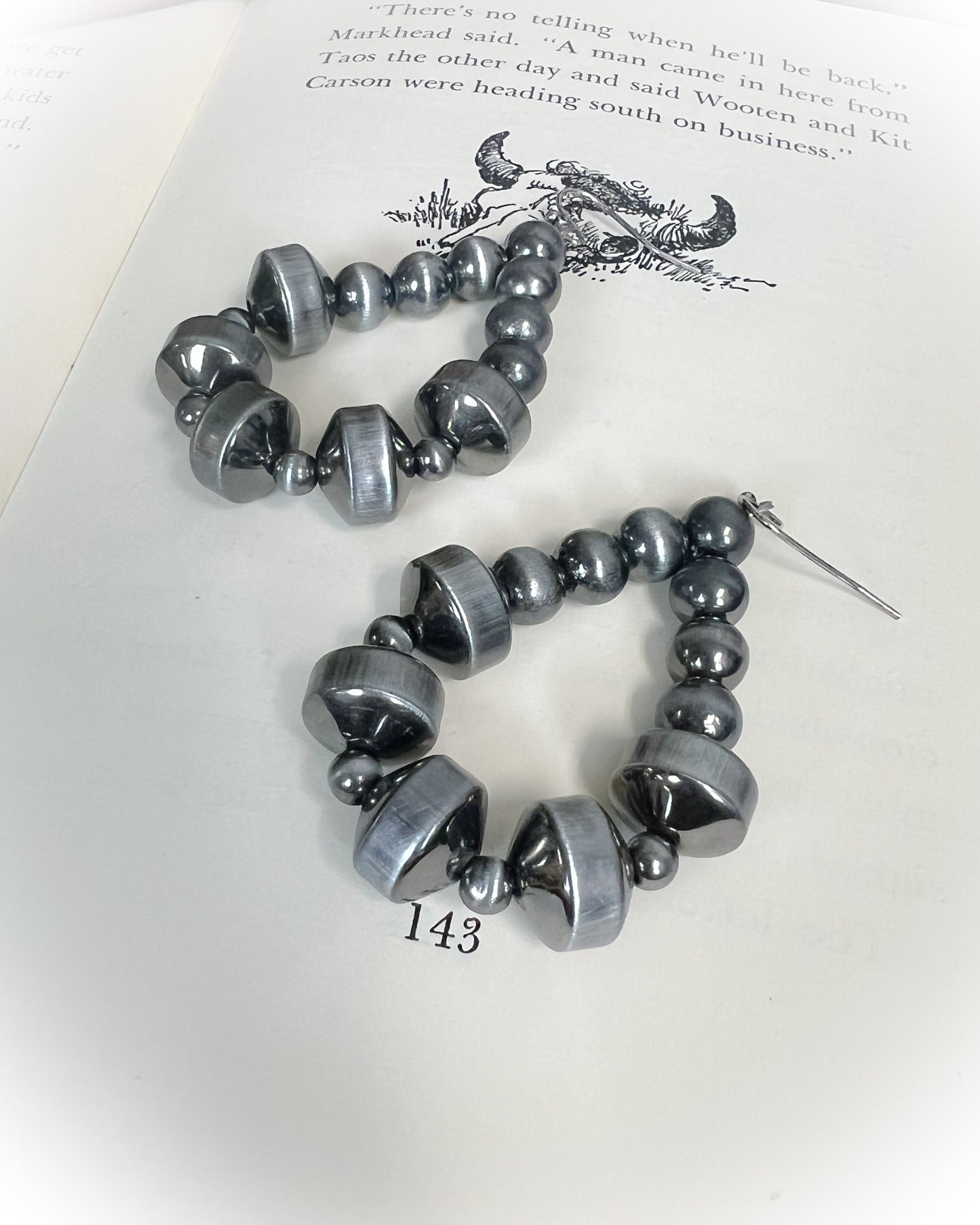 Navajo Style Pearl Teardrop Earrings