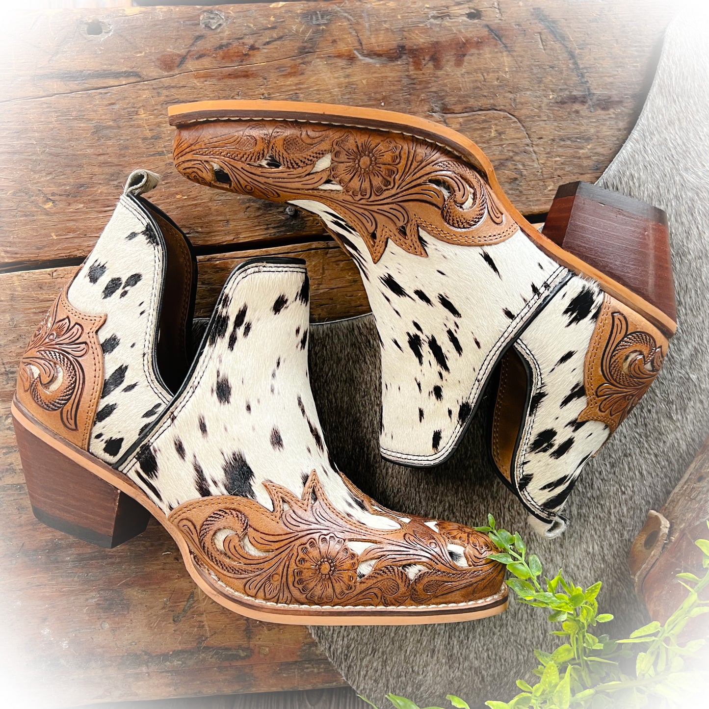 Ranch Dust Cowhide Booties