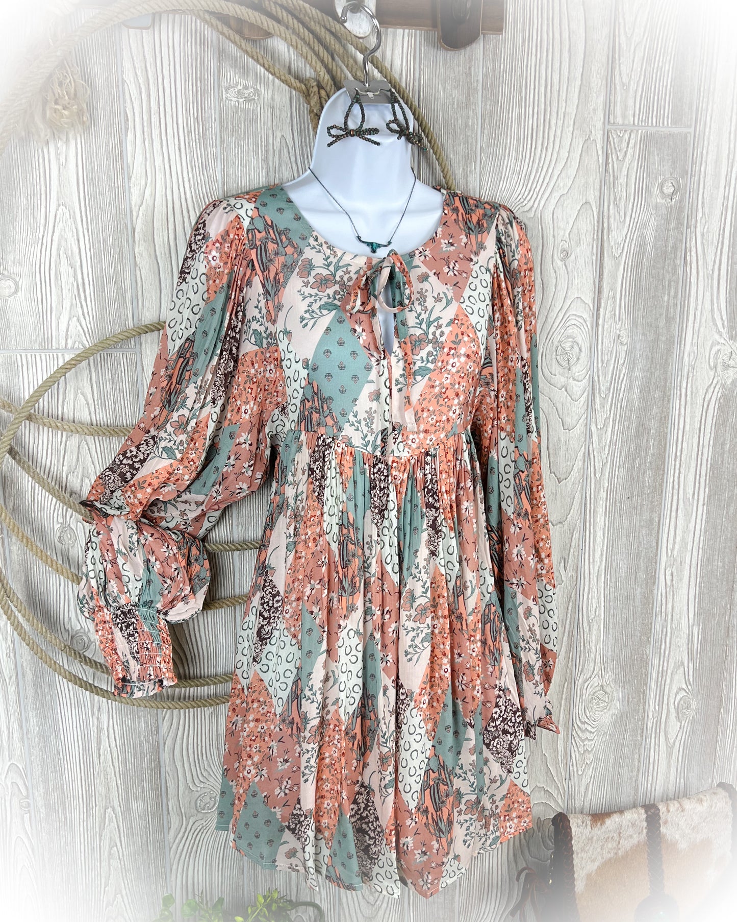Patchwork Print Mini Dress