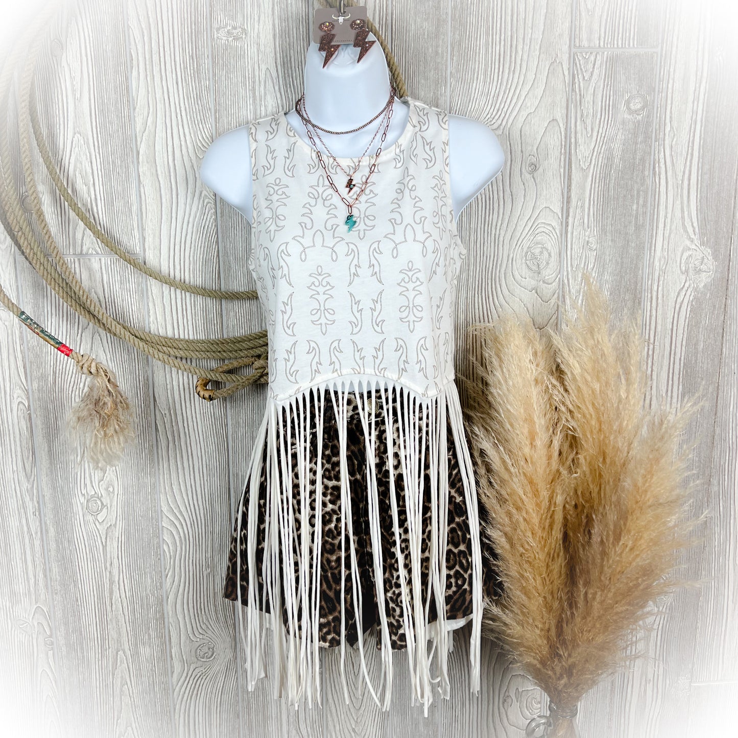 Boot Stitch Fringe Top