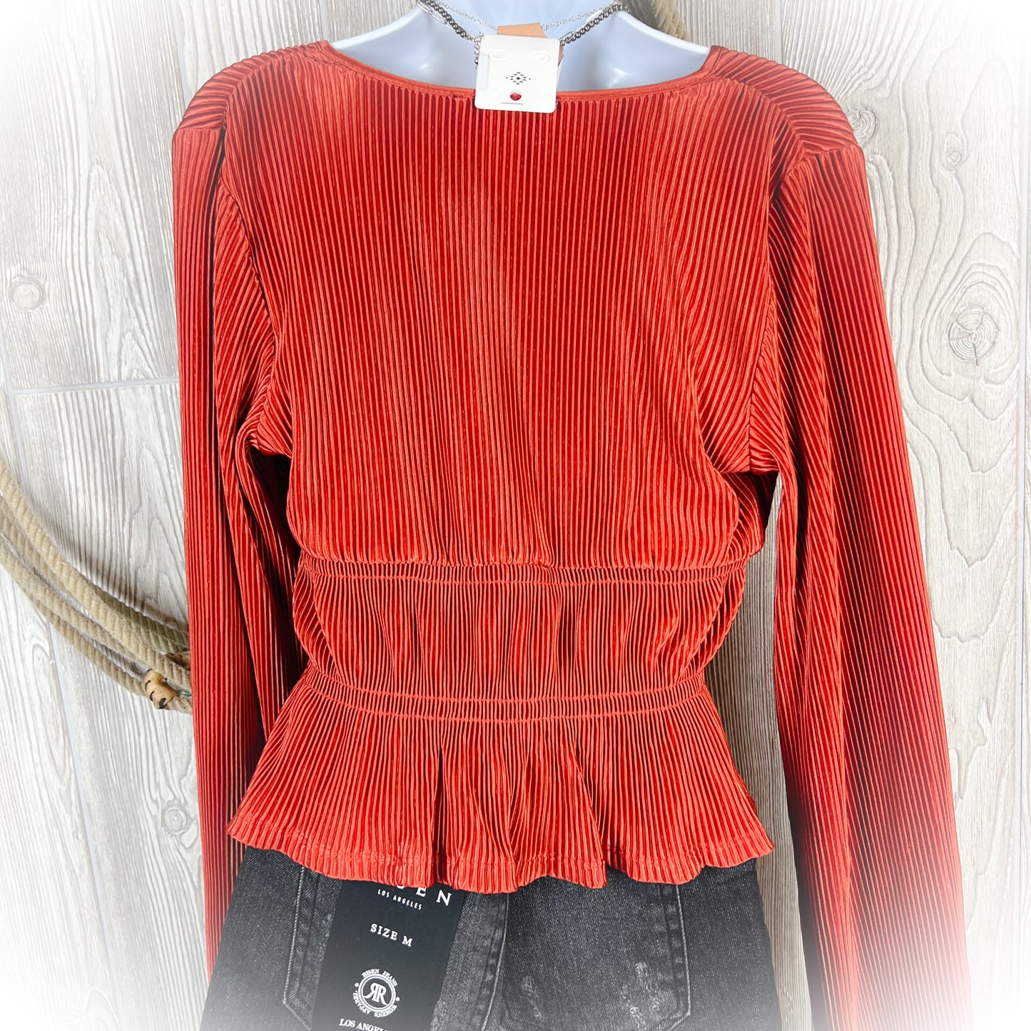 Rusty Fall Western V-Neck Blouse