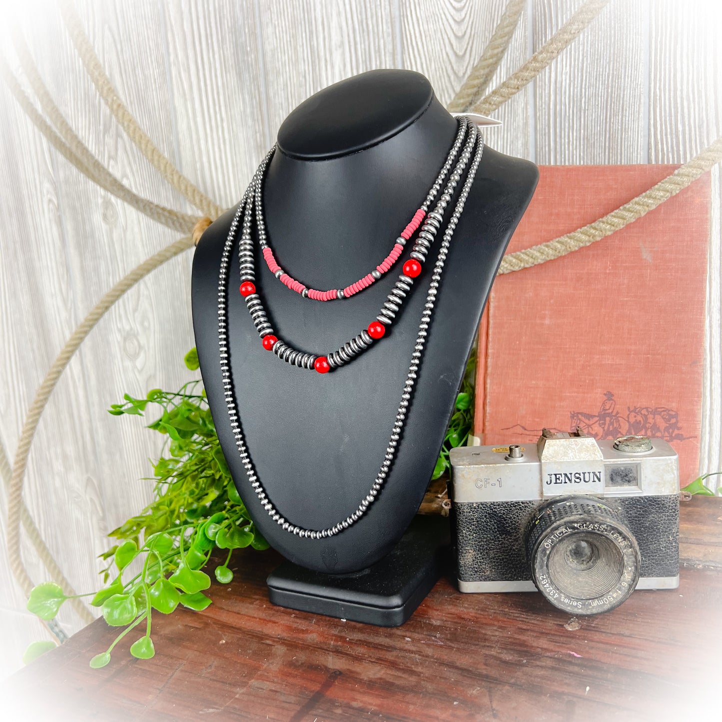 Tell Them All Western Layered Necklace - Red