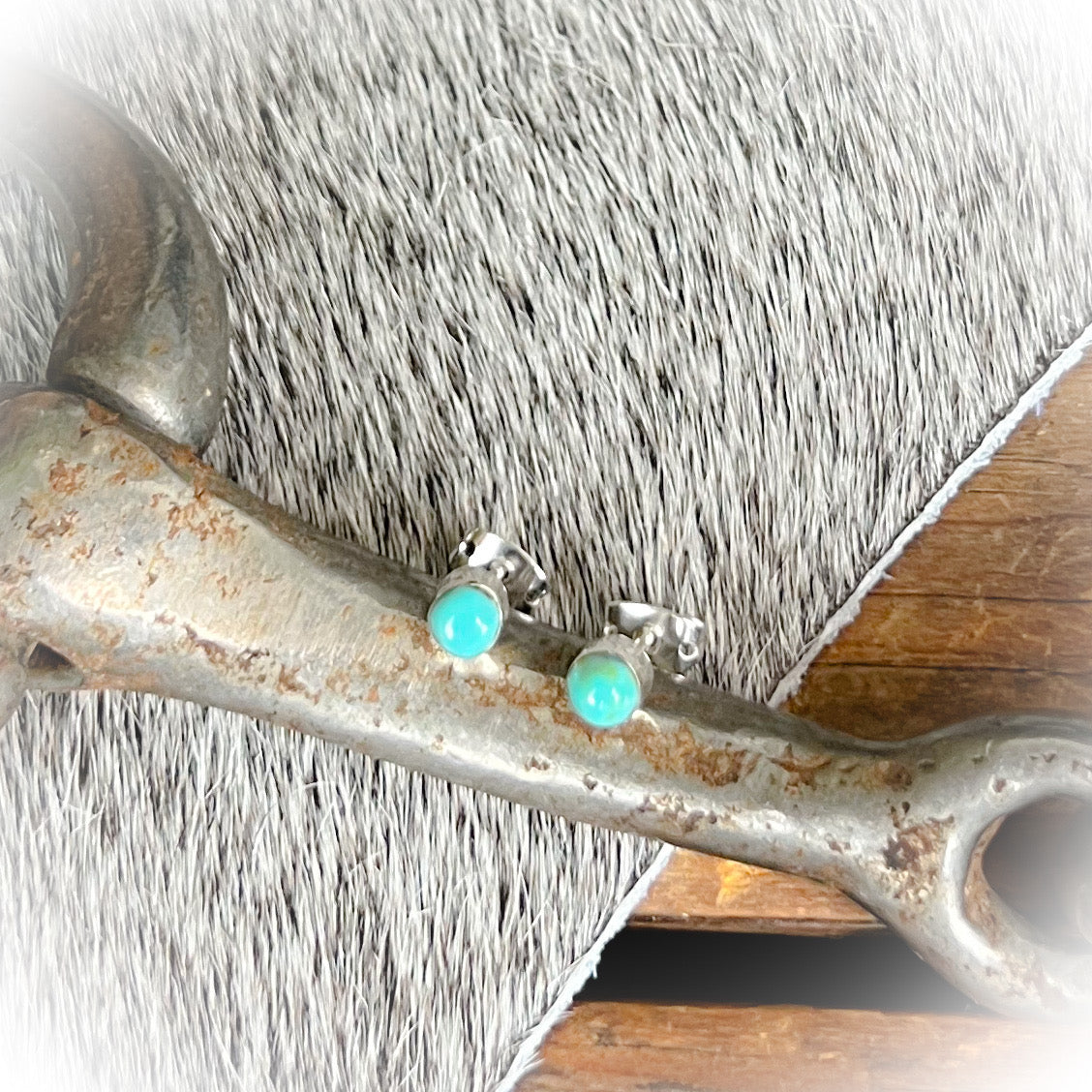 Dainty Sterling Silver Authentic Turquoise Stud Earrings