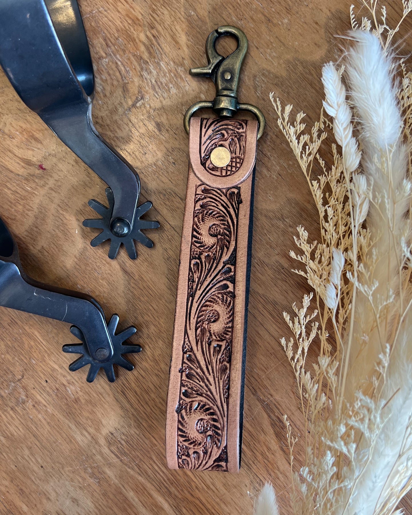 Tooled Leather Keychain