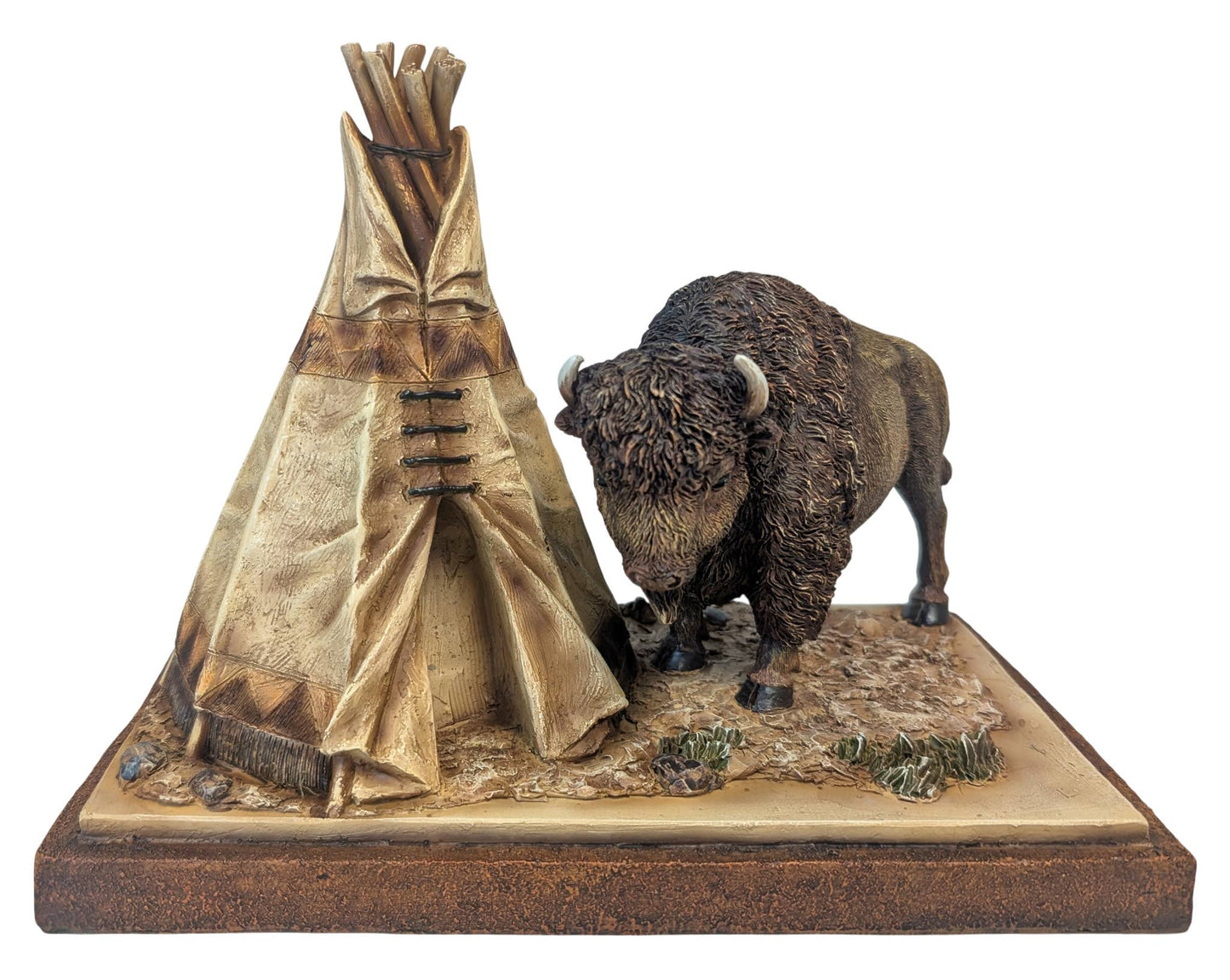 LAND & LEGACY BISON & TEEPEE, 10.25"X6"X7.75",