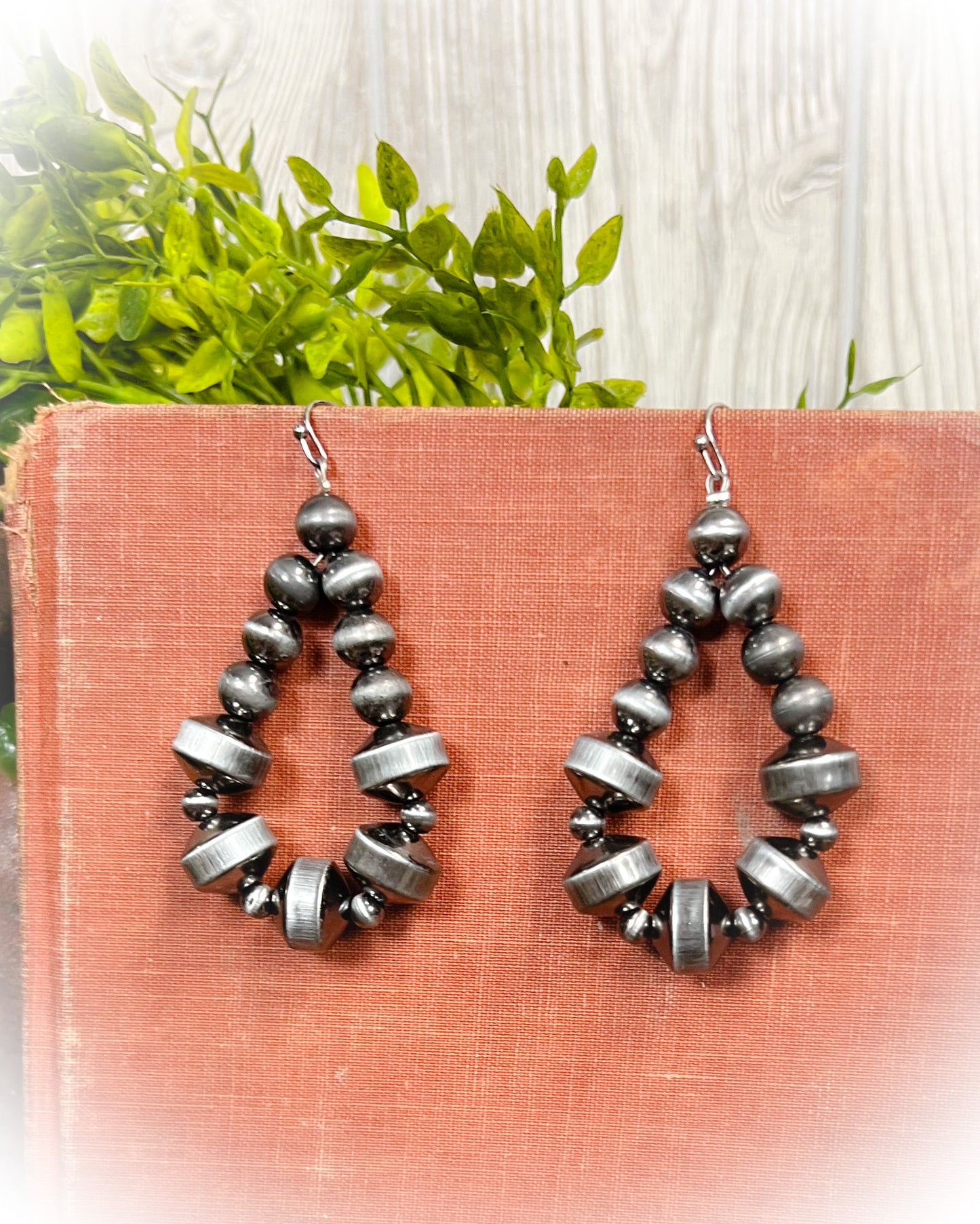 Navajo Style Pearl Teardrop Earrings
