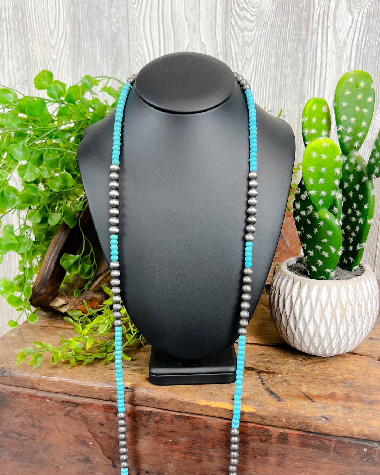 Trouble Long Navajo Style Pearl Necklace