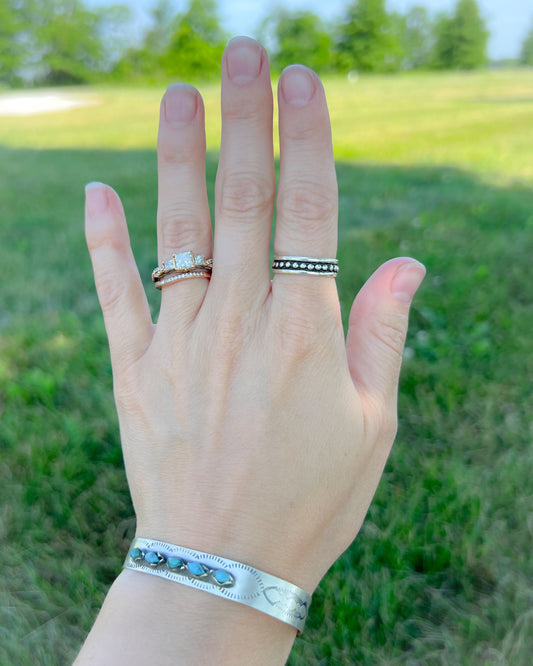 Ella Sterling Silver Oxidized Mini Ball Western Ring