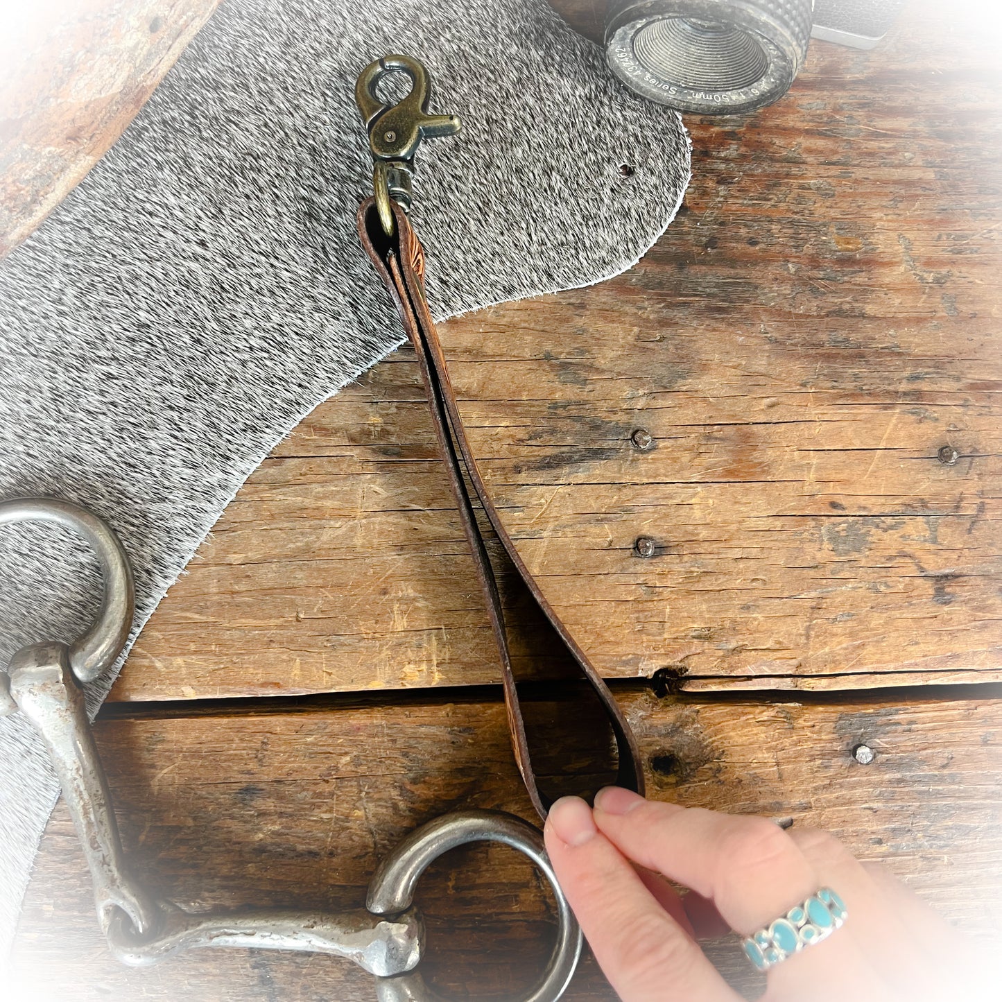 Mark-Out Western Tooled Leather Keychain