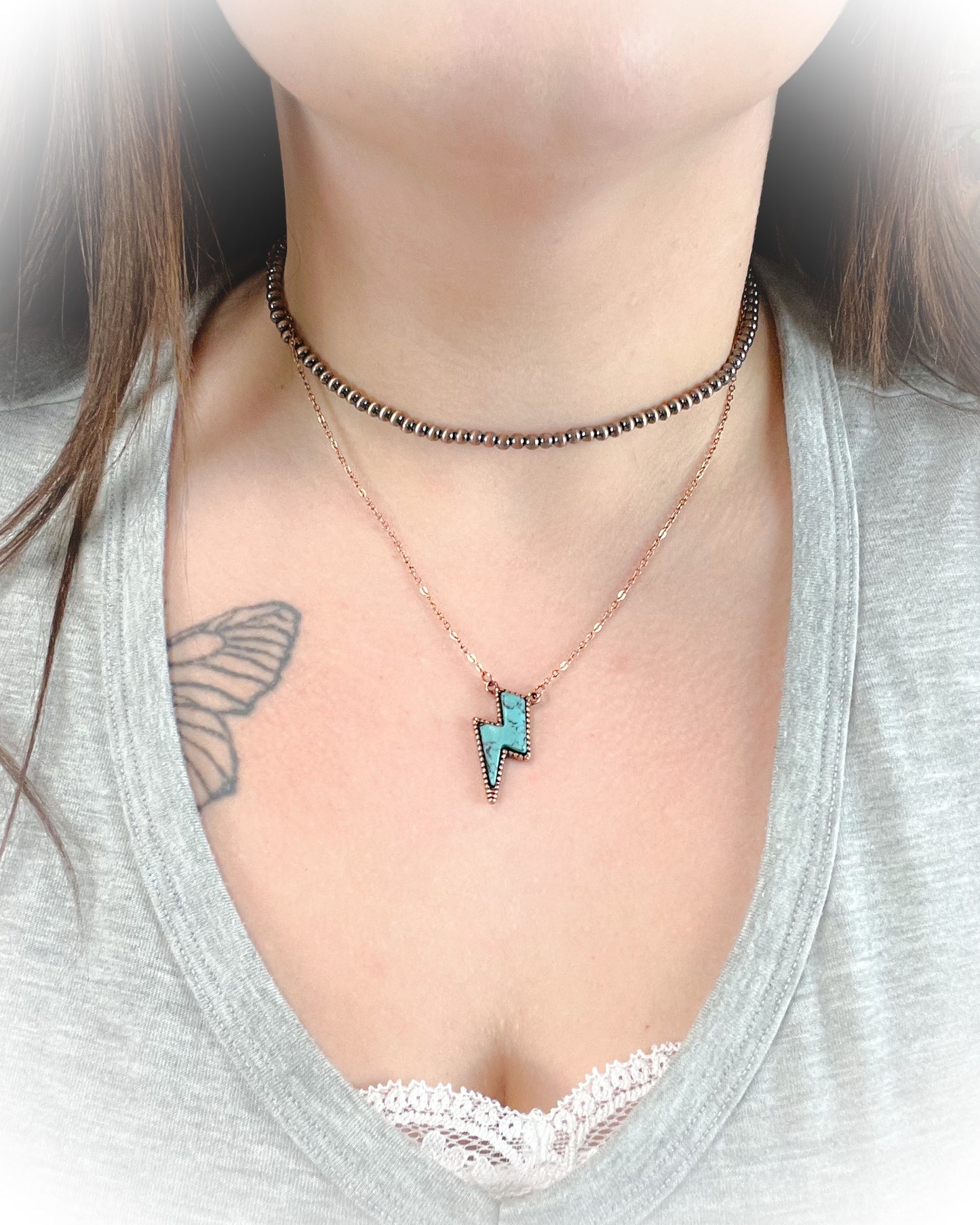 Z-Thunderstorm Layered Necklace - Bronze