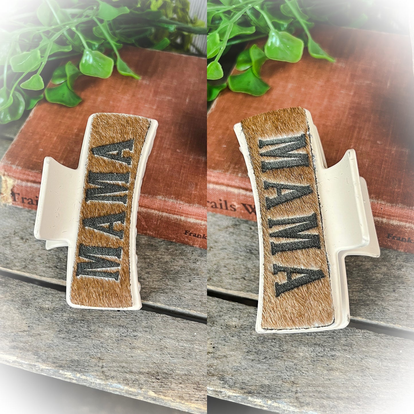 Mama Western Cowhide Claw Clips