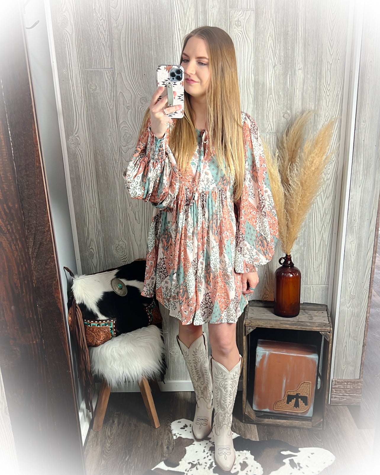 Patchwork Print Mini Dress