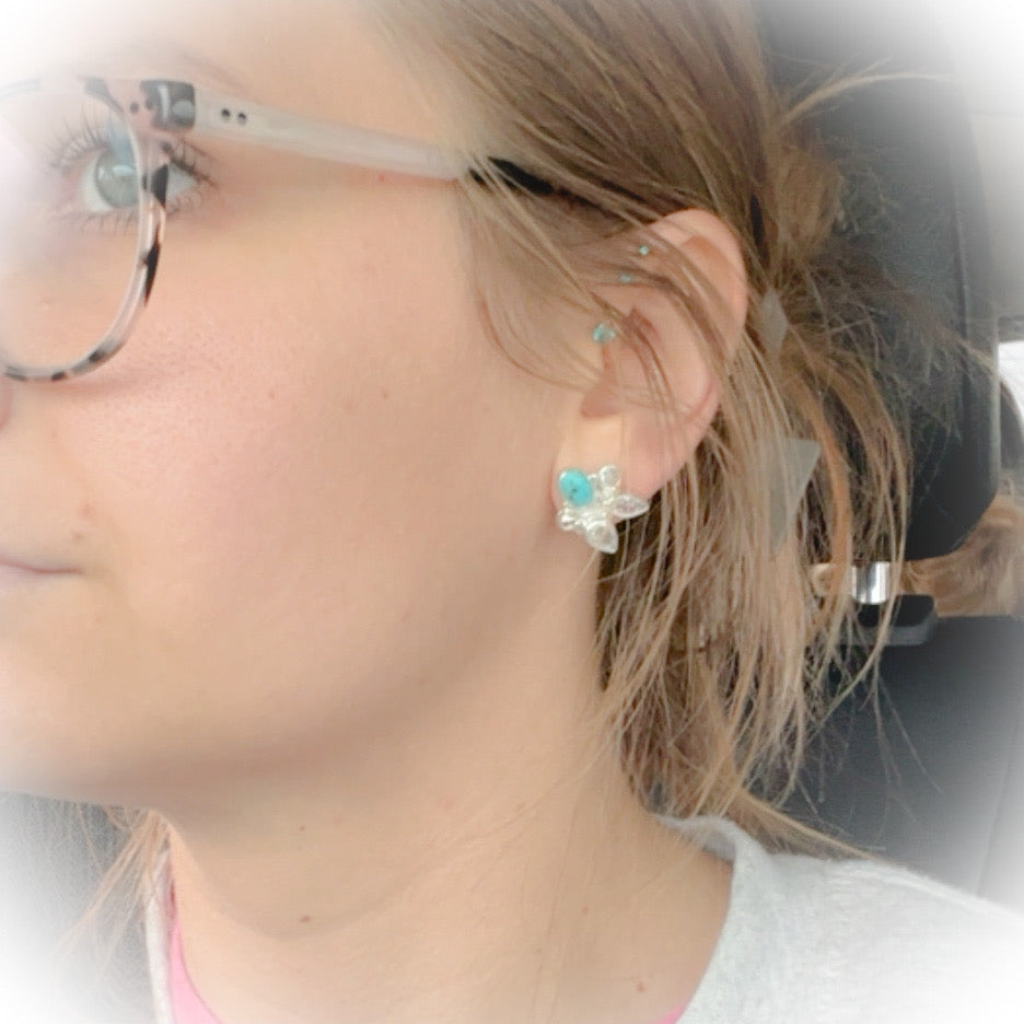 Aurora Earrings - Sterling Silver & Authentic Turquoise