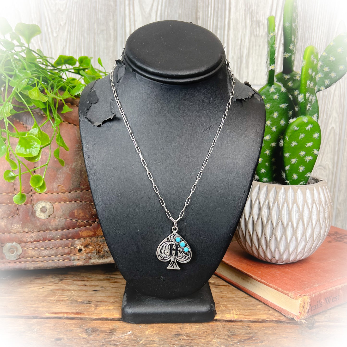 Western Spade Initial Necklace