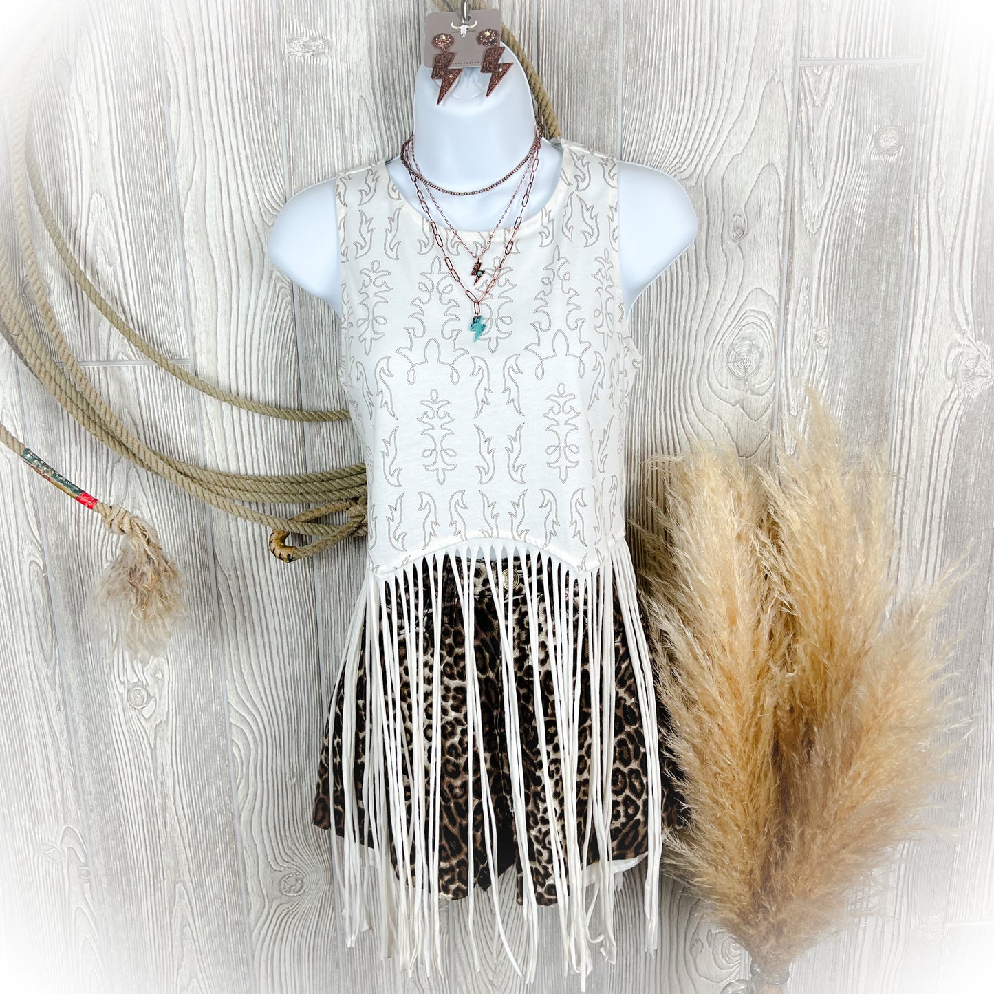 Boot Stitch Fringe Top